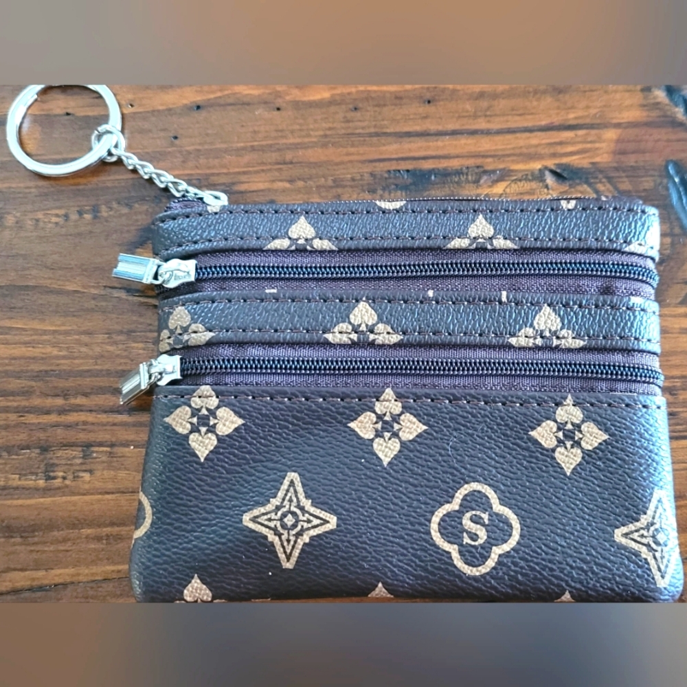 Brown Patterned Keychain Wallet KV